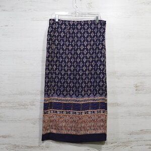 Lee David Collections Blue & Tan Wrap Skirt